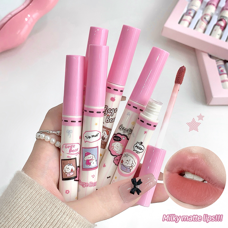Gege Bear 6PC Velvet Lip Mud S - Matte Velvet Lip Tint Long Lasting recension och pris