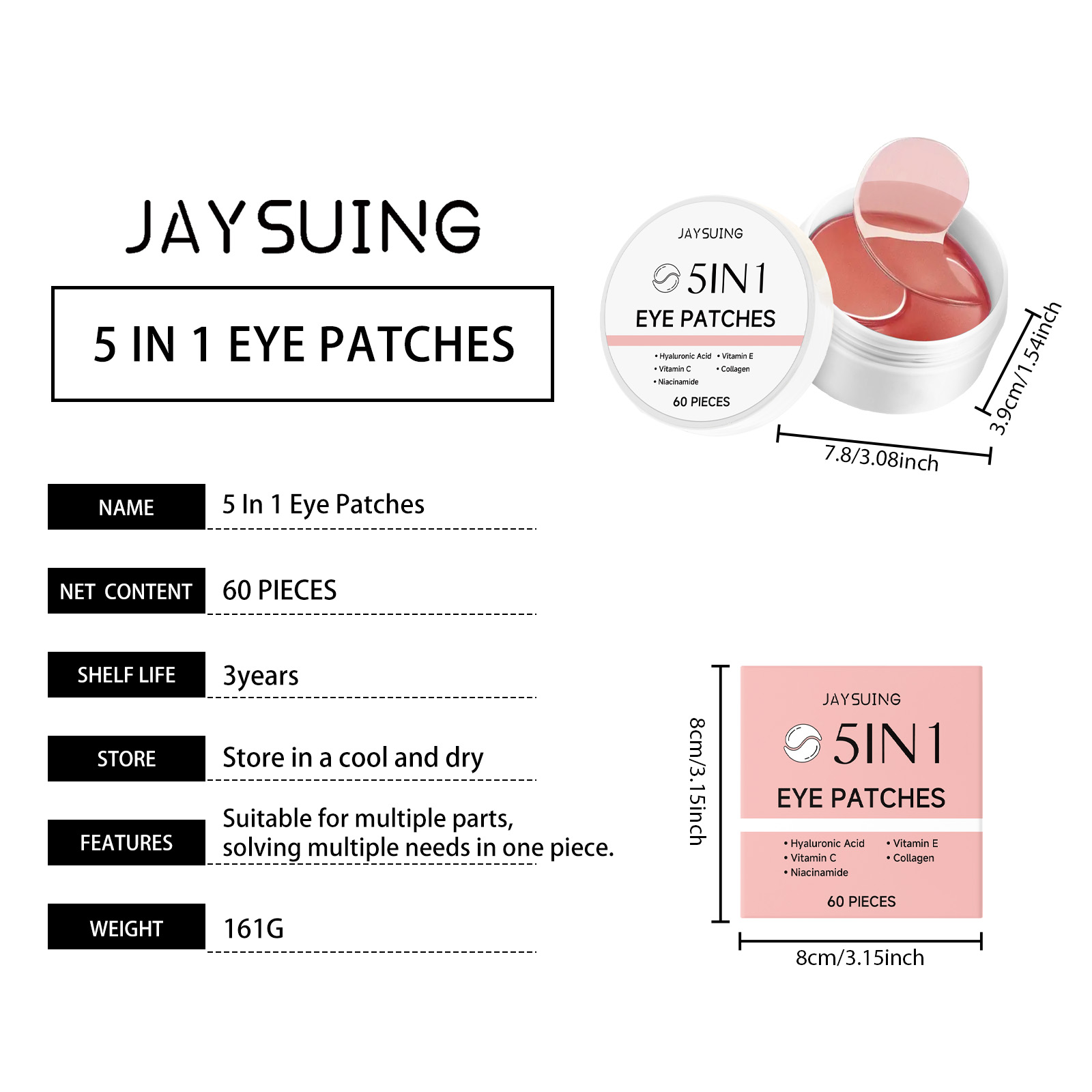 JAYSUING 5-in-1 Under Eye Patc - Collagen Under Eye Patches recension och pris