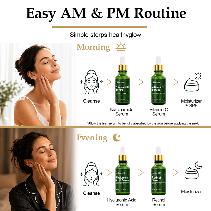 4PCS Facial Serum Set Niacinam - Niacinamide Pore Shrinking Essence recension och pris