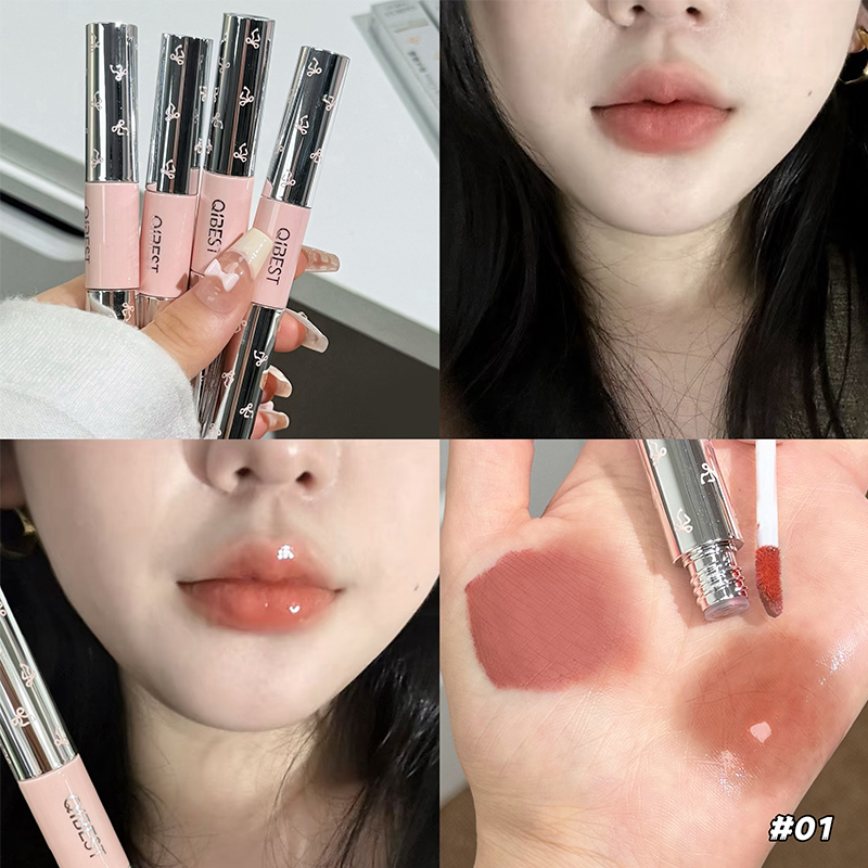 QIBEST Double Head Lip Gloss M - Matte Velvet Lip Tint Long Lasting recension och pris