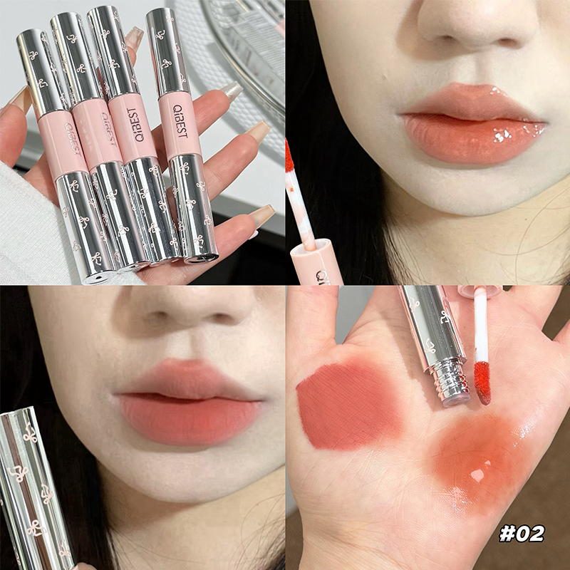 QIBEST Double Head Lip Gloss M - Matte Velvet Lip Tint Long Lasting recension och pris