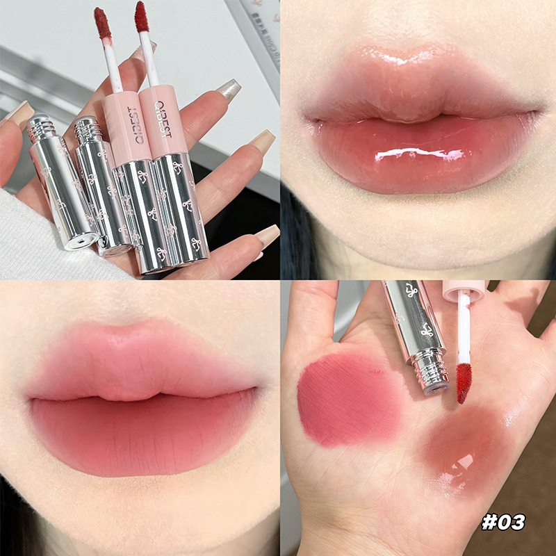 QIBEST Double Head Lip Gloss M - Matte Velvet Lip Tint Long Lasting recension och pris